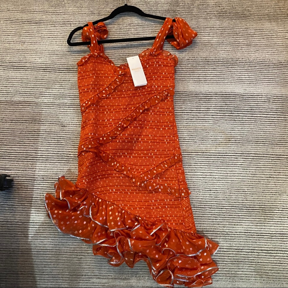Rococo Sand Orange/ Gold Ruffle Dress
